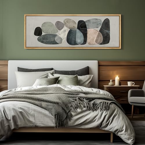 Large Framed Canvas Print Wall Art Abstract Elegance Contemporary Stone Shapes Illustrations Antique Retro Fine Art Illustrations Decorative Colorful for Bedroom