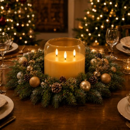 Amber Large Glass Flameless LED Candle