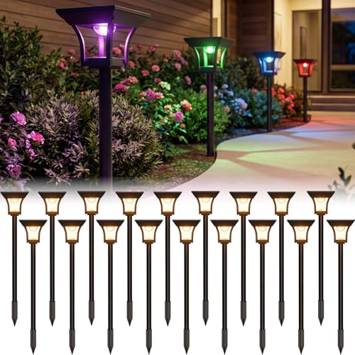 RGBCW Solar Pathway Lights Outdoor (18 Count)