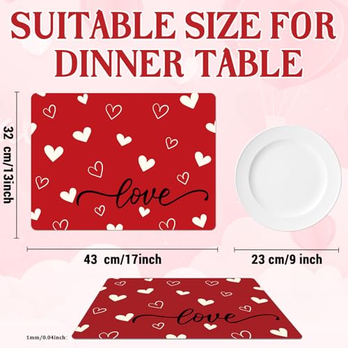 Valentine Plastic Placemats Set of 6 Summer Table mats 17×13×0.04in (6 Count)