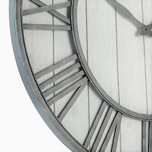 Oldtown Farmhouse Metal & Solid Wood Noiseless Wall Clock