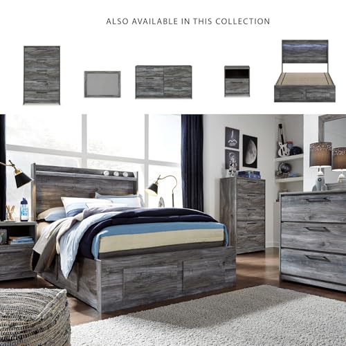 Smoky Gray Full Panel Bed with 6 Storage Drawers