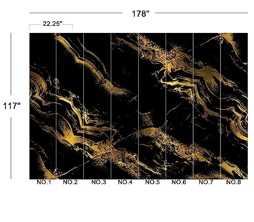 Black Gilded Marble wall Mural Wallpaper for Bedroom 178" x 117" (144.6 Sq Ft)