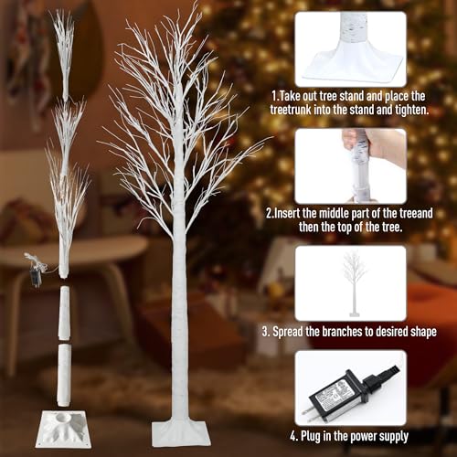Smart Lighted Birch Twig Tree with Fairy Lights