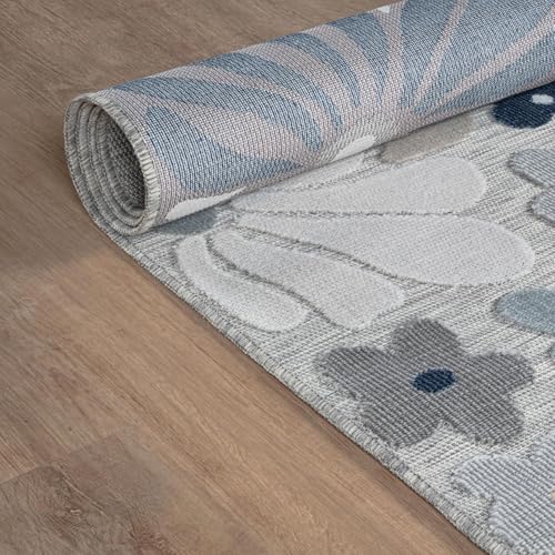 Outdoor Rug 9x12 Large Modern Floral Tropical Area Rugs for Outdoor and Indoor Patio Easy to Clean Non Shedding Living Room Porch Garden Washable Outside Carpet (108 Sq Ft)