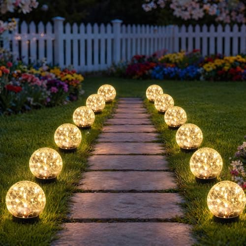 12 Pack 3.9" Solar Garden Lights Outdoor Waterproof