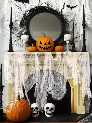 5 Pack 30'' x 72'' Stretchy White Creepy Cloth Halloween Decor (5 Count)