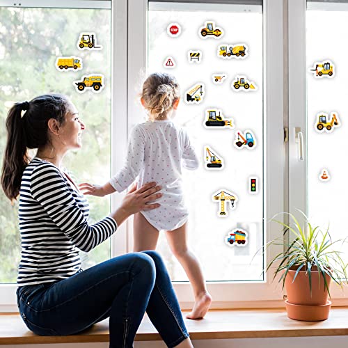 20 PCS Construction Thick Window Gel Clings for Kids Toddlers (20 Count)