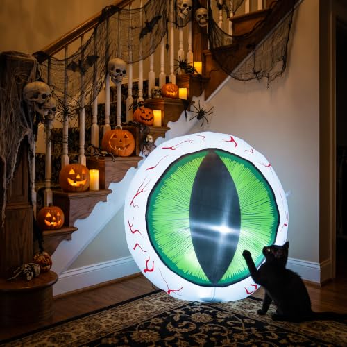 4FT Halloween Outdoor Inflatable Eyeball Yard Decor with LED Lights (4FT)