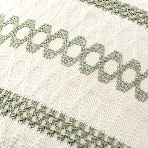 Set of 2 Sage Green Boho Decorative Pillow Covers 24x24 Inch (2 Count)