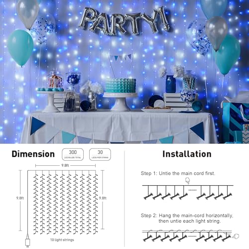 300LED Christmas Curtain Lights Plug in (9.8 Foot)