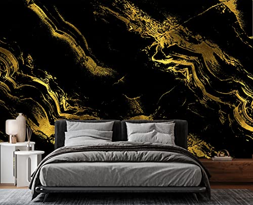 Black Gilded Marble wall Mural Wallpaper for Bedroom 178" x 117" (144.6 Sq Ft)
