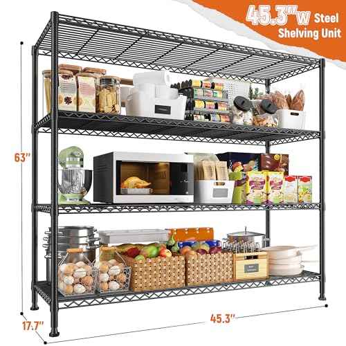 4 Tier Storage Shelves 45.3''W Wire Shelving Unit for Garage (2 Count)