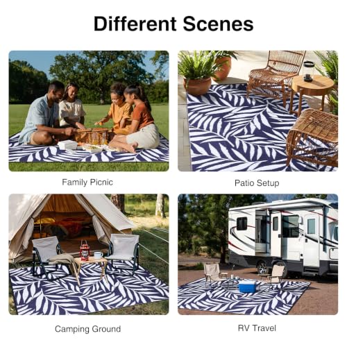 Outdoor Rug 6x9 ft Waterproof Reversible Leaf Mat