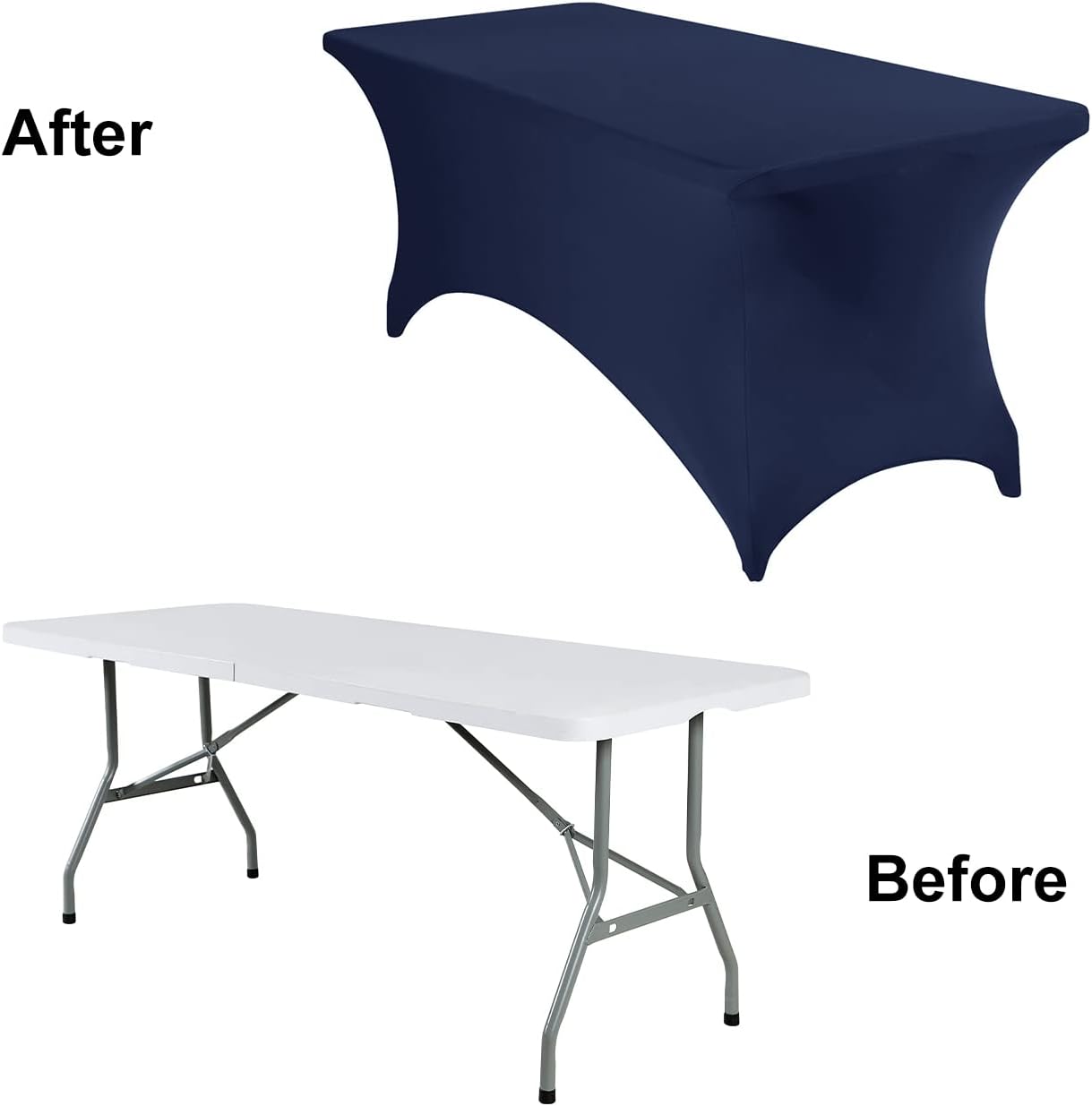 4Pack Spandex Waterproof Table Covers 6ft，Spandex 6ft Waterproof Table Cover for Party,Wedding, Banquet, and Events(Navy)