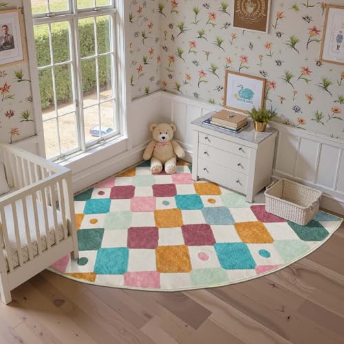 Corner Classroom Rug Washable Kids Rug Colorful Play Mat Confetti (36 Sq Ft)