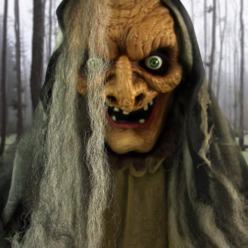 Life Size Scary Poseable Talking Witch (Gothic, Halloween-themed)