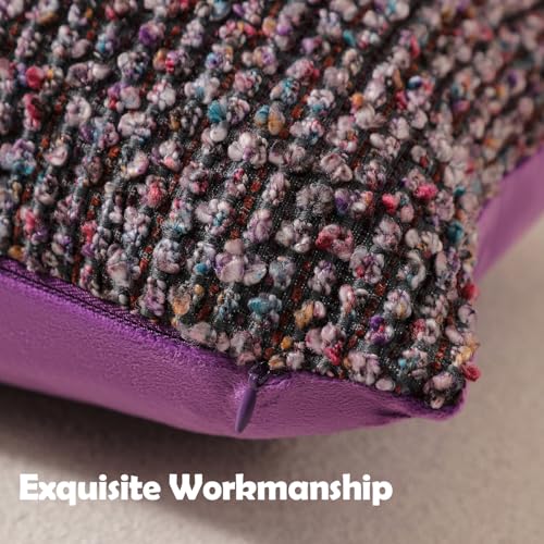 Striped Throw Pillow Covers 12x20 Set of 2 Colorful Purple Textured Boucle Chic Morden Boho Accent Farmhouse Rectangular Lumbar Decorative Couch Pillow Covers for Home Decor Bed Sofa Living Room (2 Count)