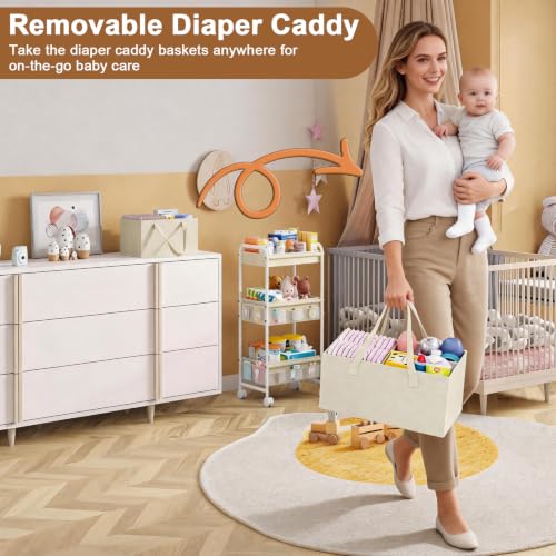 2 in 1 Baby Diaper Organizer with Diaper Caddy Basket