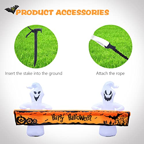 Halloween Outdoor Inflatable Ghost Yard Decor with Happy Halloween (8FT)