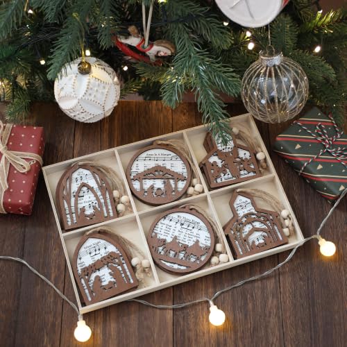 18 Pieces Sheet Music Nativity Scene Christmas Tree Ornaments Set (18 Count)