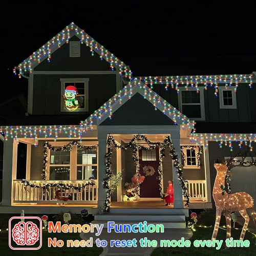Multicolor Icicle Lights for Outside (66 Foot)