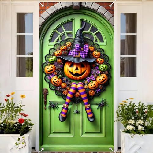 Halloween Door Cover Witch Legs 35x71 Inch Fabric