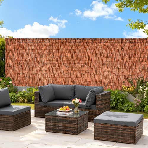 Brown 2 Pack 6FT X16.4FT Reed Fencing Roll Bamboo Privacy Screen (196.8 Sq Ft)