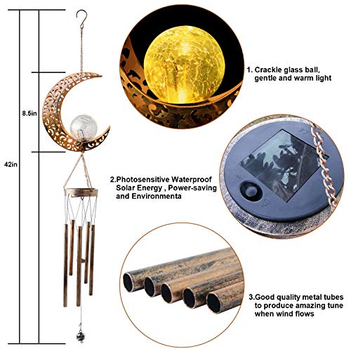 Moon Solar Lights Wind Chimes for Outside Gift for Women