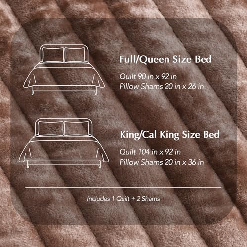 Stripe Channel Luxury Velvet Quilt Set King Size