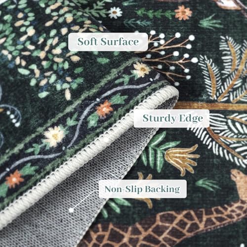 Jungle Print 5x7 Area Rugs for Living Room Green Soft Washable Rugs (35 Sq Ft)