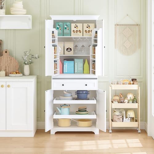 71 Inch Tall Kitchen Pantry Cabinet with 2 Slide