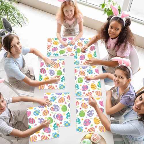 Easter Eggs Plastic Placemats Set of 6 Happy Easter Table mats 17×13×0.04in (6 Count)