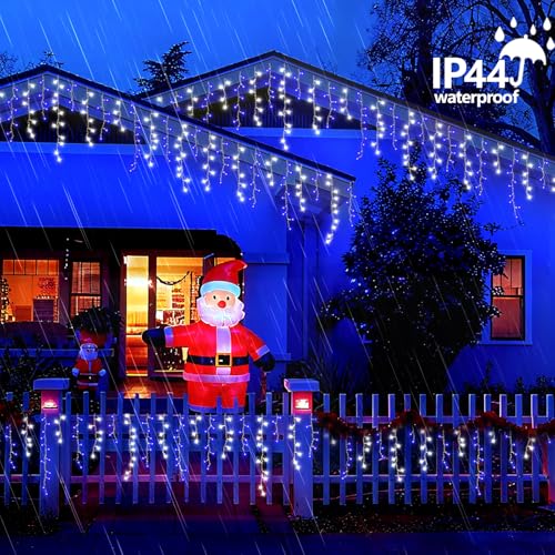 66ft 800 LED Blue and White Icicle Lights Outdoor Waterproof (66 Foot)
