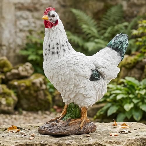 Farmhouse Rooster Statue Outdoor Garden Decor