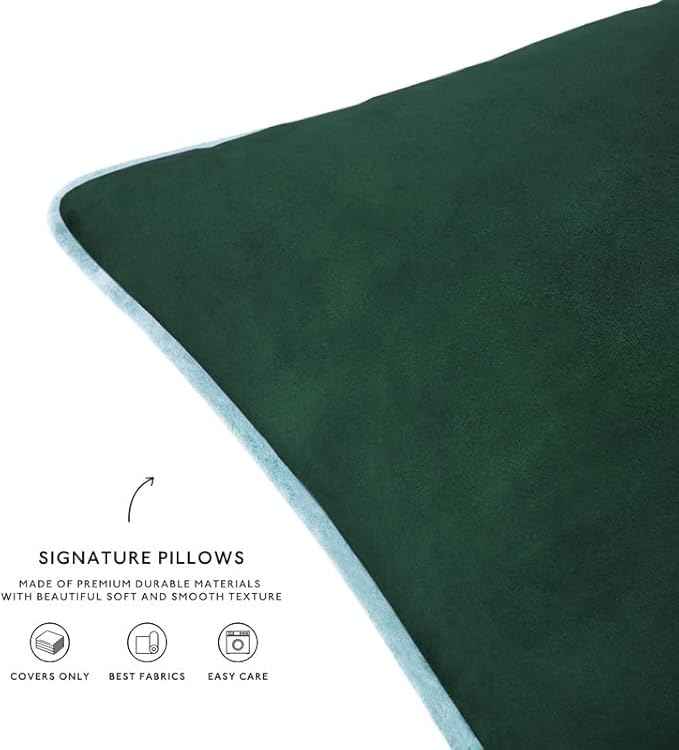 MONDAY MOOSE Decorative Throw Pillow Covers Cushion Cases, Set of 4 Soft Velvet Modern Double-Sided Designs, Mix and Match for Home Decor, Pillow Inserts Not Included (16x16 inch, Orange/Green)