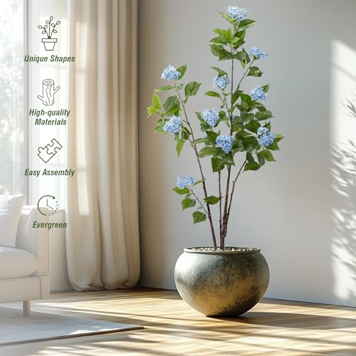 Fake Plants Home Decor Artificial Plants Outdoor Hydrangea Artificial Plants Indoor Fake Tree Living Room Decor Artificial Tree Porch Decor Fiddle Leaf Fig Tree 6Ft