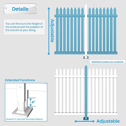 2 Sets White Vinyl Picket Fence Panels 36" H x 84" W PVC Garden Fences Plastic Decorative for Yard Porch Deck Pool Dog Temporary Fencing
