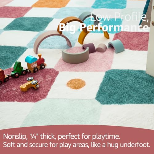 Corner Rug Washable Kids Rug Colorful Classroom Play Mat Confetti (64 Sq Ft)