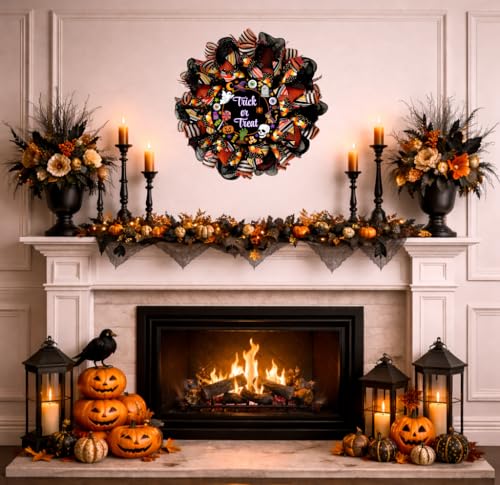 Trick or Treat Halloween Candy Wreath Available in 24 inch or 28 inch Diameter Indoor