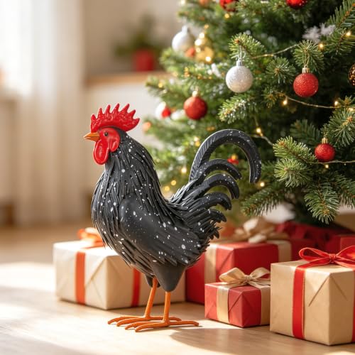 Rooster Garden Statue Sculpture Metal Chicken Yard Decor Outdoor Figurines Patio Backyard Decoration