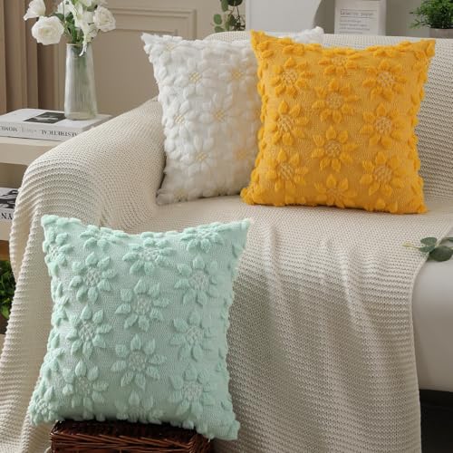 Spring Summer Pillow Covers 20x20 inch Set of 2 Green Sunflower (2 Count)