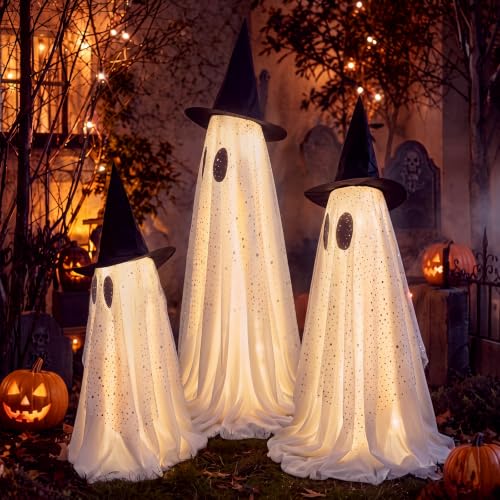 3 Pcs Halloween Decorations Outdoor Light up Ghost with Lights