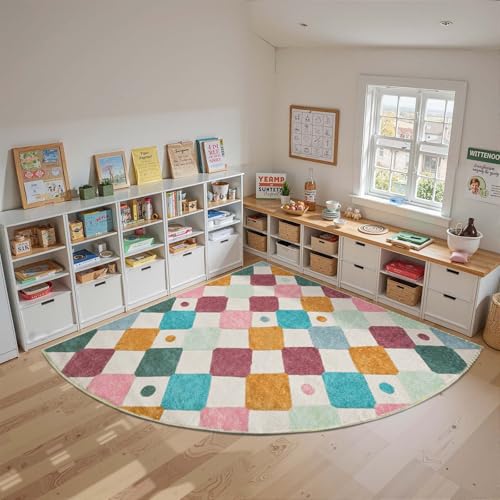 Corner Rug Washable Kids Rug Colorful Nursery Play Mat Confetti (49 Sq Ft)