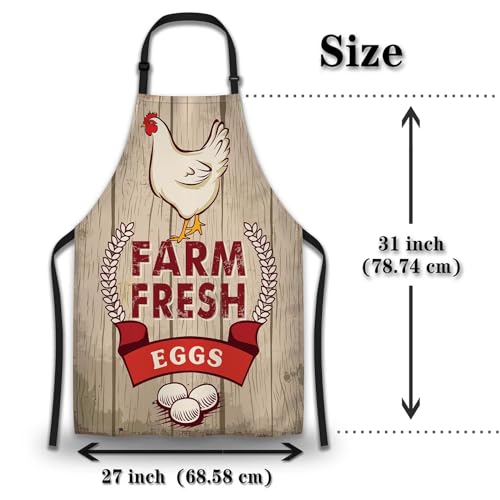 Chef Apron for Women Retro Fresh Eggs Kitchen Aprons for Men for Kitchen Cooking Restaurant BBQ Painting Crafting 27”