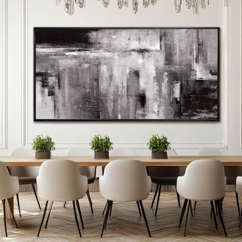 Large Framed Canvas Wall Art Black and White Abstract Art Painting for Bedroom Living Room Wall Decorations 29"x 58" Office Wall Decor