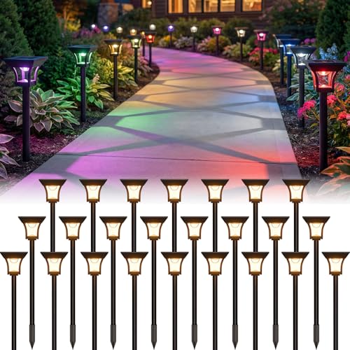 RGBCW Solar Pathway Lights Outdoor (24 Count)