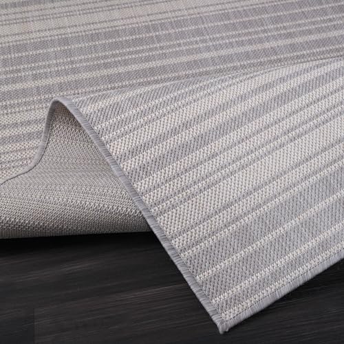 Stripe Outdoor Rug 10x14 Washable Outside Carpet for Indoor Patio Porch Waterproof Easy Cleaning Non Shedding Area Rugs Gray 10 x 14 (140 Sq Ft)