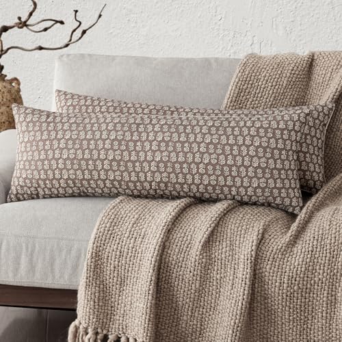 Long Floral Print Lumbar Throw Pillow Covers 14×36 Inch (2 Count)