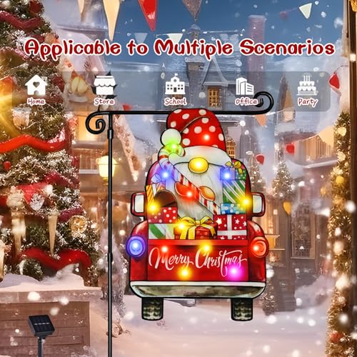 28x40 Solar Christmas Dwarf Garden Flag